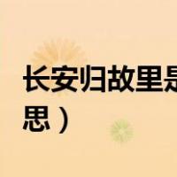 长安归故里是什么寓意（长安归故里是什么意思）