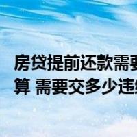 房贷提前还款需要支付多少违约金（购房贷款 提前还款怎么算 需要交多少违约金）