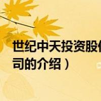 世纪中天投资股份有限公司（关于世纪中天投资股份有限公司的介绍）