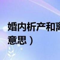 婚内析产和离婚析产的区别（离婚析产是什么意思）