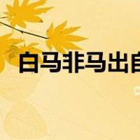 白马非马出自（关于白马非马出自的介绍）