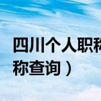 四川个人职称查询系统官网（四川省人事厅职称查询）