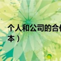 个人和公司的合作协议范本（个人与公司项目合作协议书范本）