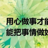 用心做事才能把事情做好议论文（用心做事才能把事情做好）