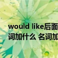 would like后面加什么动词什么形式（Would like后面 动词加什么 名词加什么）
