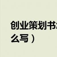 创业策划书怎么写 格式范文（创业策划书怎么写）