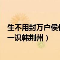 生不用封万户侯但愿一识韩荆州赏析（生不用封万户侯但愿一识韩荆州）