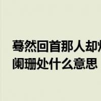 蓦然回首那人却灯火阑珊处的意思（蓦然回首那人却在灯火阑珊处什么意思）