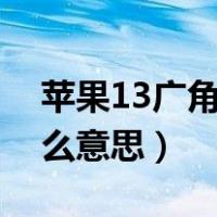 苹果13广角镜头是什么意思（广角镜头是什么意思）
