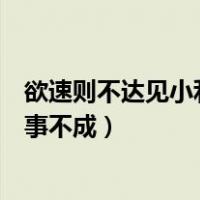 欲速则不达见小利则大事不成拼音（欲速则不达见小利则大事不成）