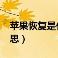 苹果恢复是什么意思（恢复iphone是什么意思）