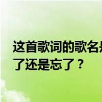 这首歌词的歌名是什么？ldquo有人问我这么多年你都去哪了还是忘了？