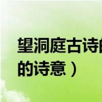 望洞庭古诗的诗意是什么?（望洞庭这首古诗的诗意）