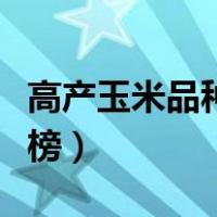 高产玉米品种排行榜前十（高产玉米品种排行榜）