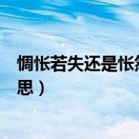 惆怅若失还是怅然若失（怅然若失和惘然若失的分别什么意思）