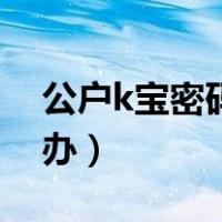 公户k宝密码忘了怎么办（k宝密码忘了怎么办）