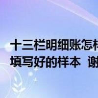 十三栏明细账怎样填写（会计十三栏明细账的登记方法 求已填写好的样本  谢谢）