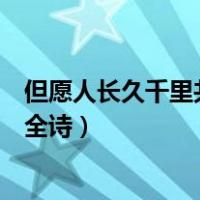 但愿人长久千里共婵娟全诗是什么（但愿人长久千里共婵娟全诗）