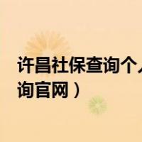 许昌社保查询个人账户查询系统（许昌社保查询个人账户查询官网）