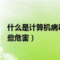 什么是计算机病毒它有哪些特性（什么是计算机病毒它有哪些危害）