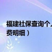 福建社保查询个人账户缴费记录（福建社保查询个人账户缴费明细）