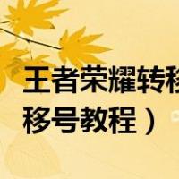王者荣耀转移号教程苹果转安卓（王者荣耀转移号教程）