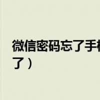 微信密码忘了手机号不用了咋办（微信密码忘了手机号不用了）