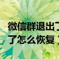 微信群退出了怎么恢复聊天记录（微信群退出了怎么恢复）