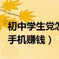 初中学生党怎样在手机上赚钱（初中党如何用手机赚钱）