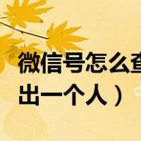 微信号怎么查出一个人的信息（微信号怎么查出一个人）