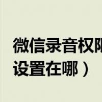 微信录音权限设置在哪里打开（微信录音权限设置在哪）