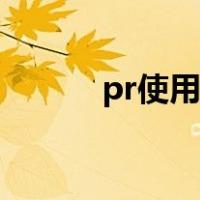 pr使用教程文档（pr使用教程）