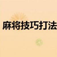 麻将技巧打法的视频讲解（麻将怎么打视频）