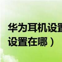华为耳机设置在哪为什么是单声道（华为耳机设置在哪）