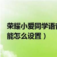 荣耀小爱同学语音唤醒功能怎么设置（小爱同学语音唤醒功能怎么设置）