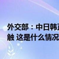 外交部：中日韩正就举行三国合作系列的高级别会议保持接触 这是什么情况？