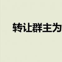 转让群主为什么对方没有资格（转让群）
