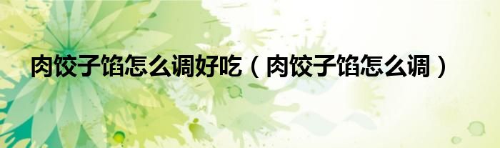 肉饺子馅怎么调好吃（肉饺子馅怎么调）