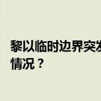 黎以临时边界突发交火！巴勒斯坦杰哈德宣布负责 这是什么情况？