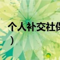 个人补交社保补哪几项（个人补交社保怎么补）
