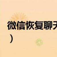 微信恢复聊天儿记录（微信消息恢复聊天记录）