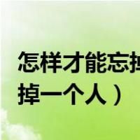 怎样才能忘掉一个人最好的方法（怎样才能忘掉一个人）