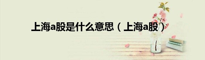上海a股是什么意思（上海a股）