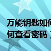 万能钥匙如何查看密码苹果手机（万能钥匙如何查看密码）