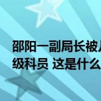 邵阳一副局长被儿子举报出轨，已被撤职、工资待遇降为一级科员 这是什么情况？