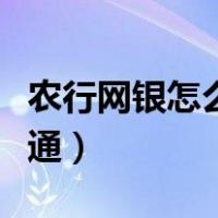 农行网银怎么开通大额转账（农行网银怎么开通）