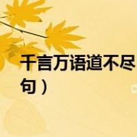 千言万语道不尽 求下一句怎么说（千言万语道不尽 求下一句）