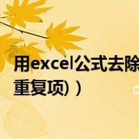 用excel公式去除重复值（EXCEL 怎么用函数公式计数(去除重复项)）