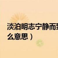 淡泊明志宁静而致远的意思是什么（淡泊明志宁静致远是什么意思）